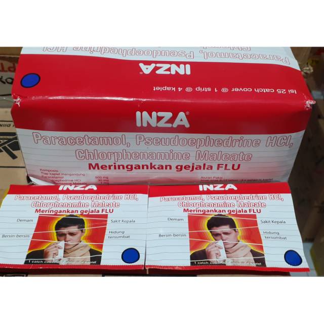 OBAT FLU INZA 1 STRIP ISI 4 KAPLET/ OBAT PILEK INZA/ OBAT FLU BATUK