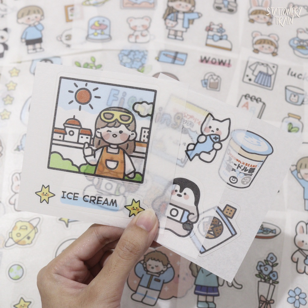 

(SATUAN) Sticker Sheet Kawaii Cute Blue Satuan Part 1 / Deco Sticker Kawaii Cute Eceran