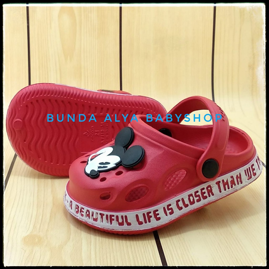 Sendal Anak Laki Usia 1 2 3 4 5 6 Tahun Lucu Karet Elastis - Sepatu Sandal Anak Cowok Karet MERAH Size 18-29 Karet Anti Licin