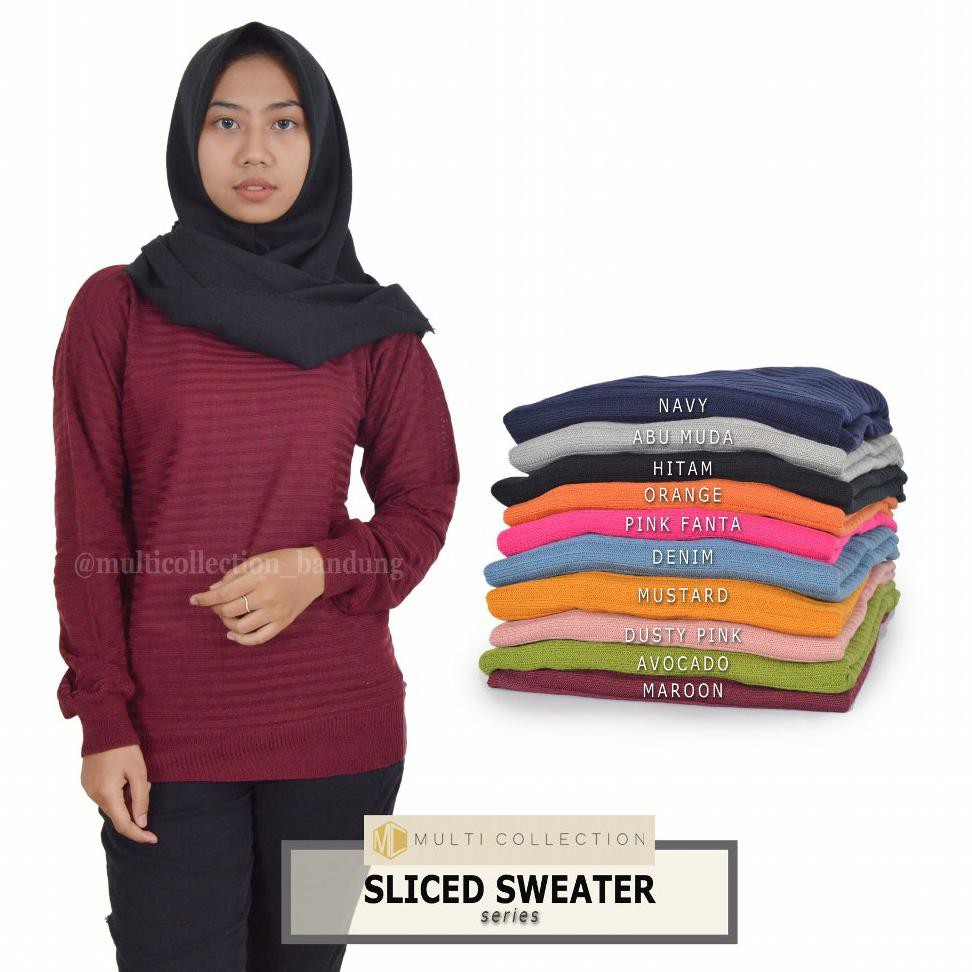 SALE SLICED SWEATER - baju rajut - baju wanita - fashion korea - fashion wanita