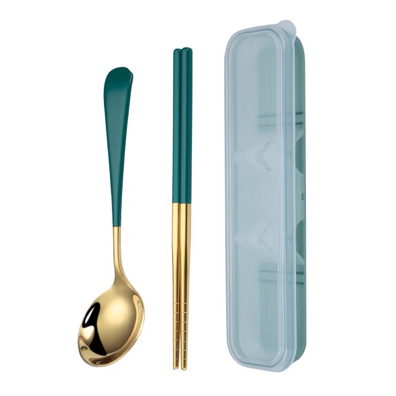 SET ALAT MAKAN 2IN1 SENDOK DAN SUMPIT KOREA DENGAN BOX / TABLEWARE GIFT BOX / HAMPERS SENDOK / SENDOK SUMPIT /SENDOK KOREA SET / SENDOK SUMPIT KOREA STAINLESS / SET STAINLESS SPOON CHOPSTICKS / CUTLERY SET / TRAVEL SET