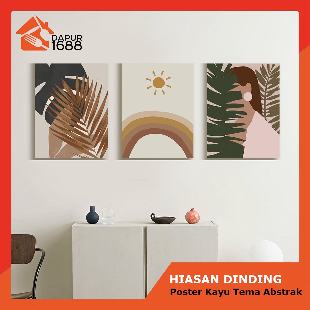 Wall decor Hiasan Dinding Dekorasi Dinding Poster Kayu Abstrak Minimalis