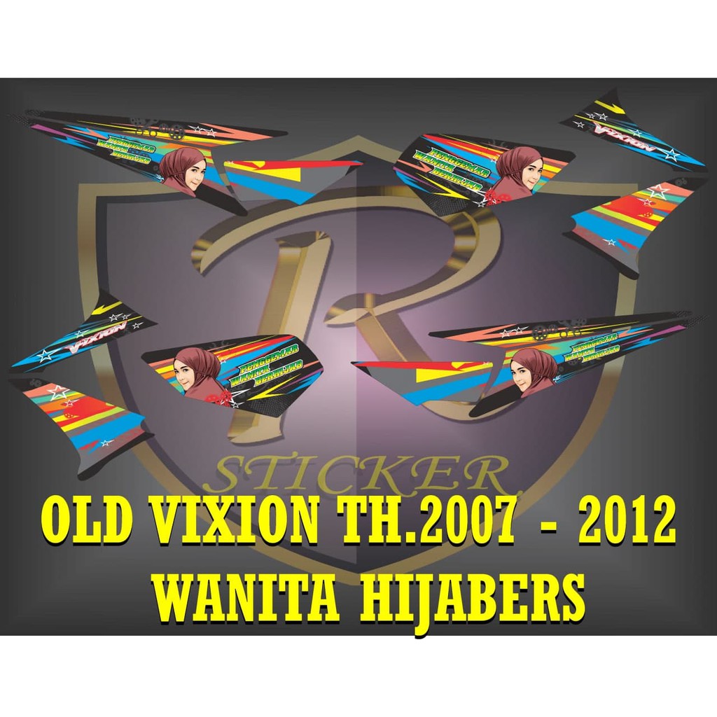 stiker striping decal old vixion lama wanita hijab
