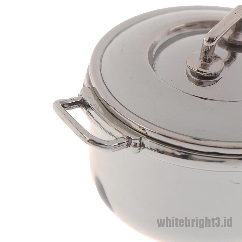 (white3) Mainan Miniatur casserole Bahan stainless steel Untuk Aksesoris Dapur Rumah Boneka 1 / 12