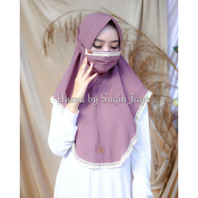 kerudung/jilbab/hijab audy set masker ori husna by sugih jaya