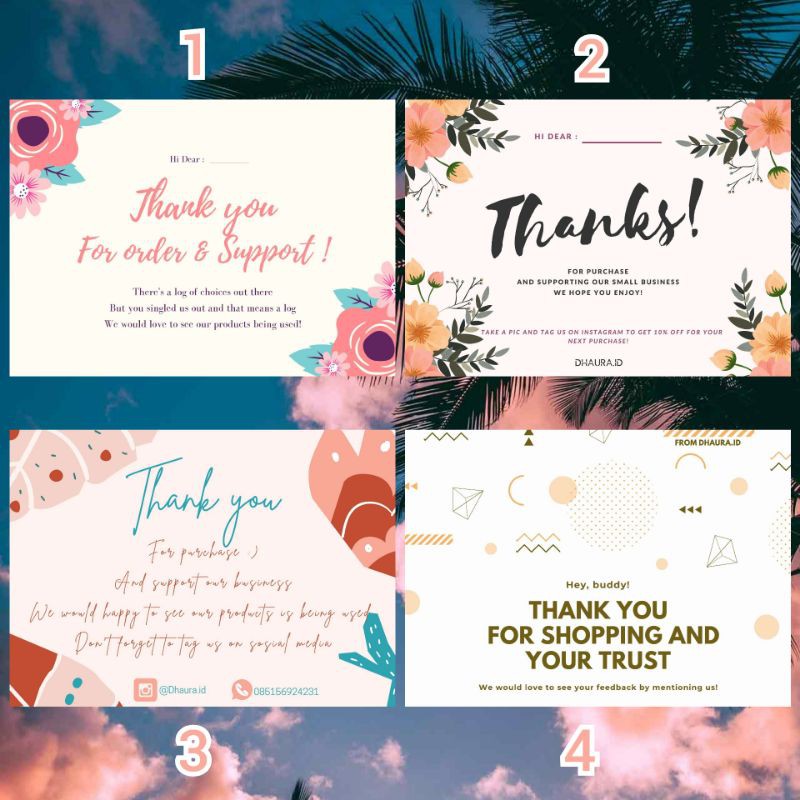 

Thank you card Olshop/Wedding FREE DESIGN&CUSTOM 100pcs