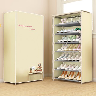 Shoe Box Simple Multi Layer Shoe Rack With Zipper Dormitory Household Dust Cloth Cabinet Door Assembly Receive Ark Shopee Indonesia