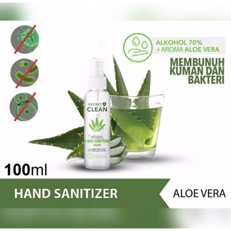 Secret clean hand sanitizer 100 ml ( antiseptik + aloe vera )