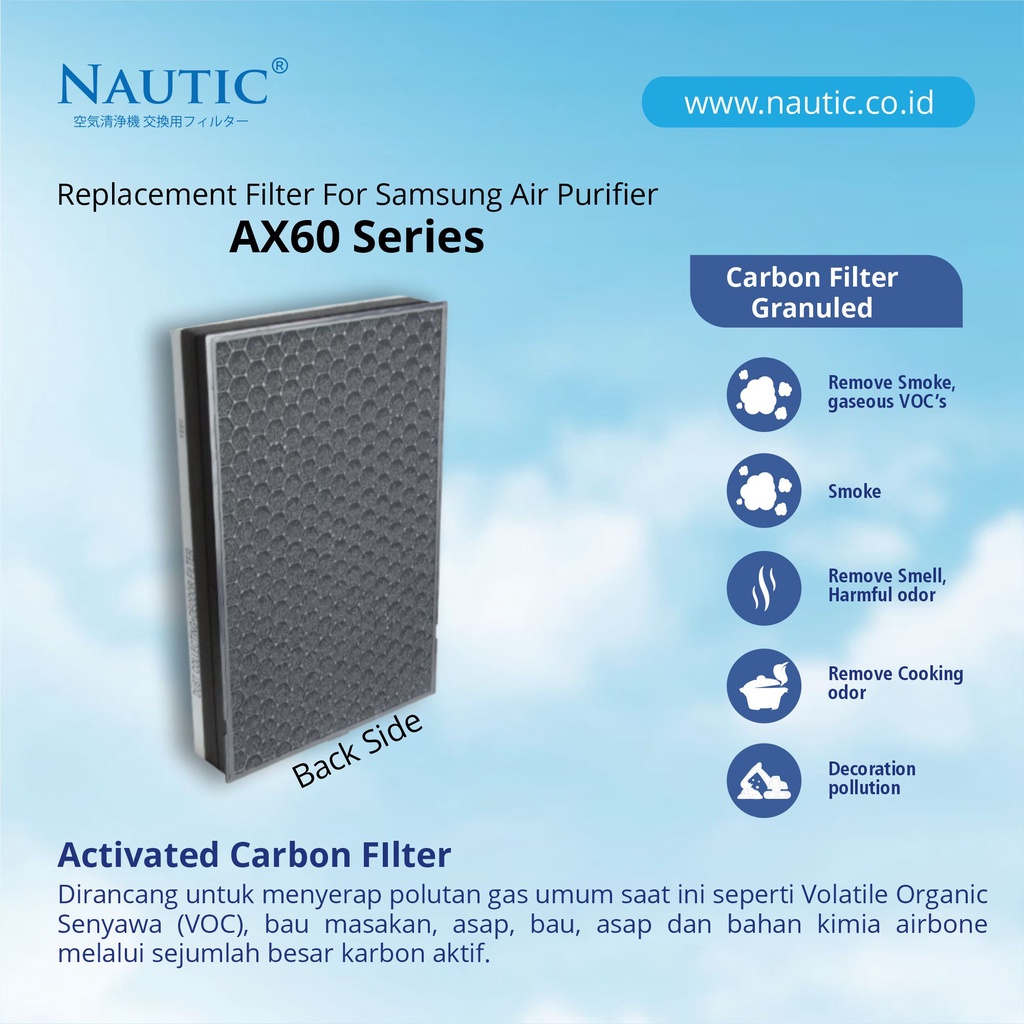 NAUTIC - Compatible Hepa Filter samsung CFX-D100/GB / AX60 atau AX60R5080WD