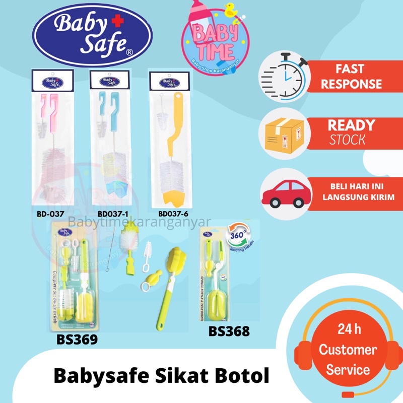 BABY SAFE Sponge Bottle &amp; Teat Baby Brush / Sikat Botol Dot Bayi Babysafe Sikat Botol Baby Safe BD037, BD037-1, BD037-6, BS368, BS369, BS366