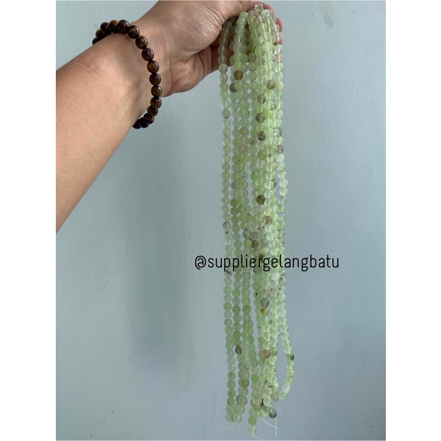 bahan batu kuarsa hijau green quartz 8mm healing yoga therapy craft
