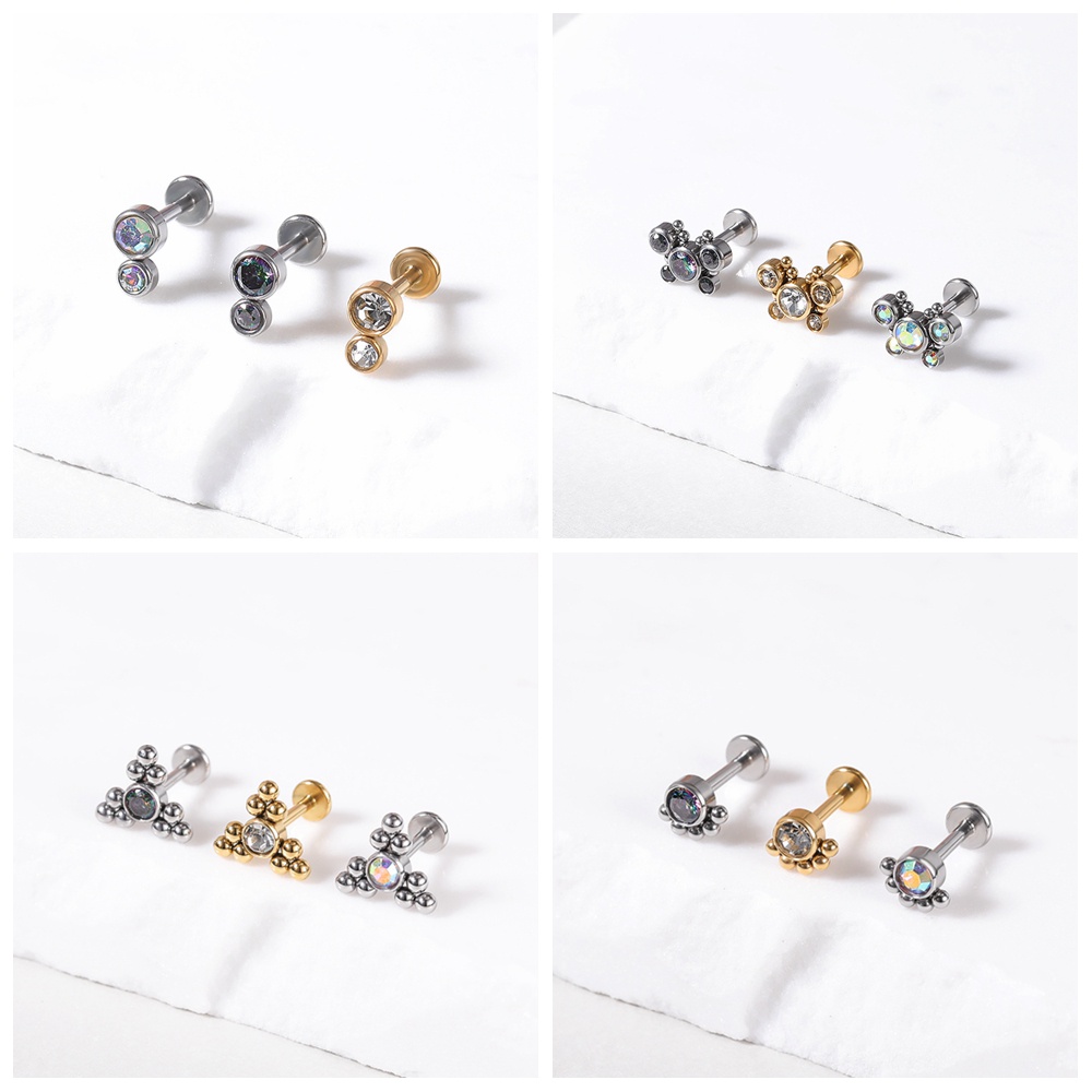 1pc Anting Tindik Bibir / Tulang Rawan Telinga Bahan Stainless Steel Warna Emas