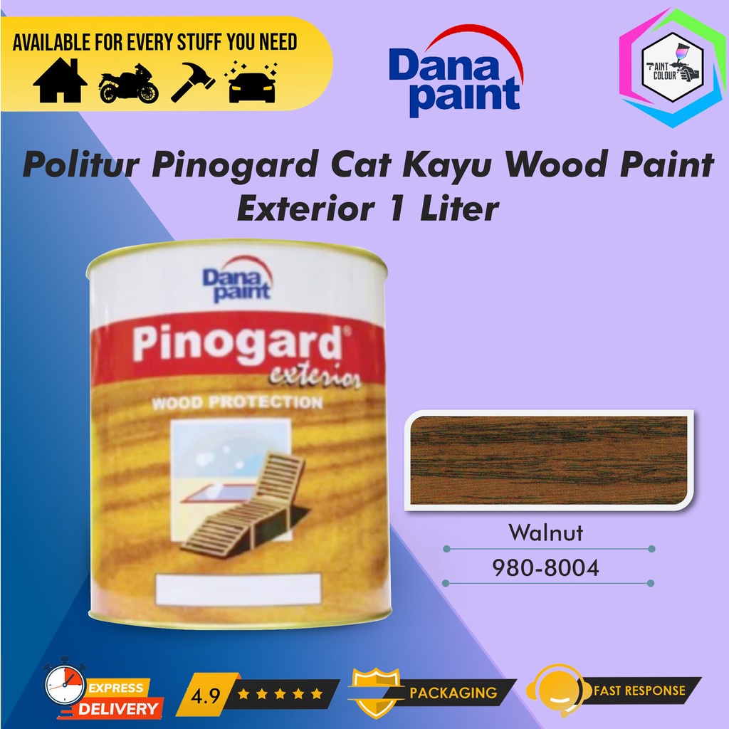 Politur Pinogard Cat Kayu Wood Paint Exterior 1 Liter - Walnut