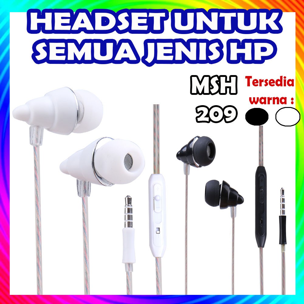 MSH [ PREMIUM ] Handsfree Headset Earphone Handfree jack 3.5 mm Suara Bass Kuat