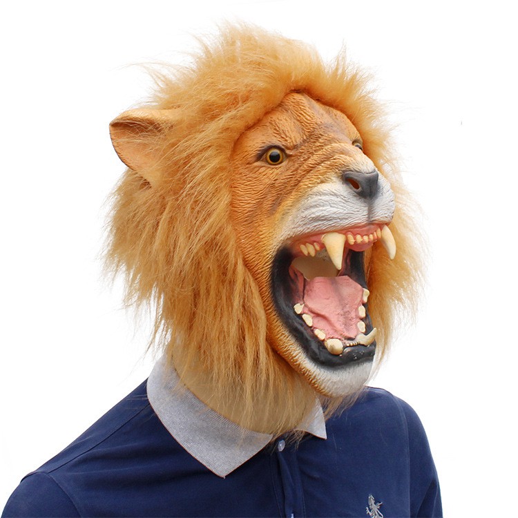 TOL-23 topeng latex karet lion singa animal head mainan prank halloween