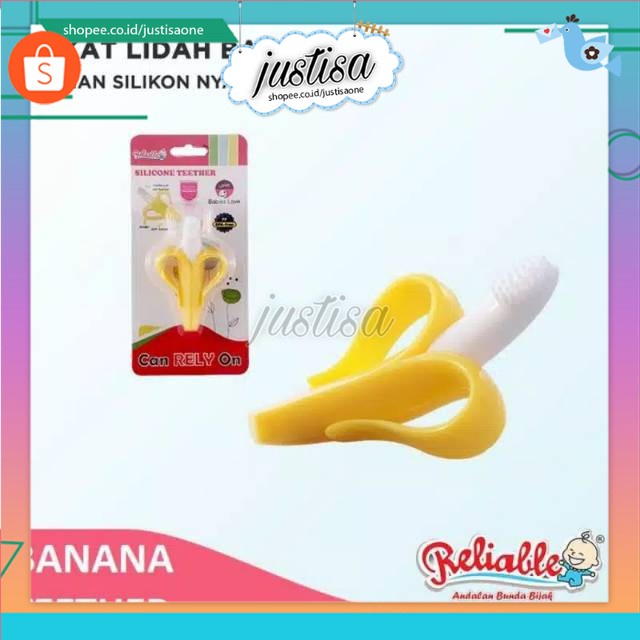 Promo !! Banana TEETHER- Reliable Sikat lidah silicone gigitan bayi pisang silikon - mainan gigitan baby SNI