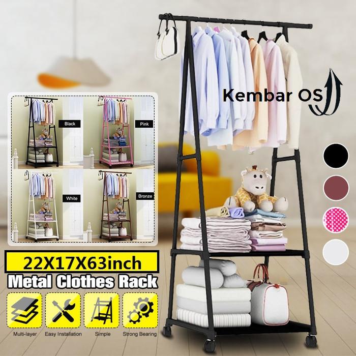 Hanger | Stand Hanger Rak Buku Serbaguna Dengan 4 Roda Gantungan Baju