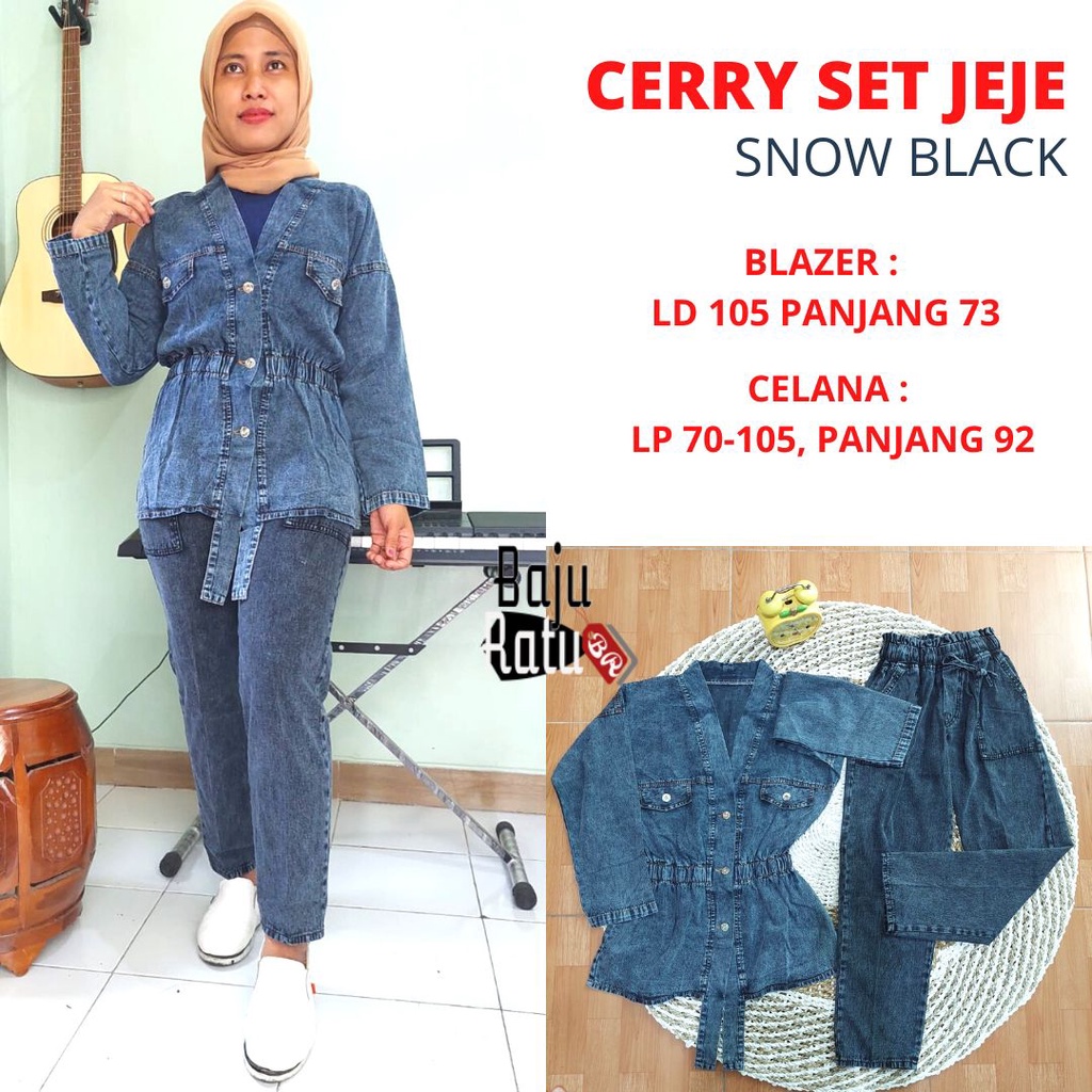 AMANDA SET CERRY BLAZER SETELAN CELANA BAGGY JEJE ONE SET JEANS WANITA GBM