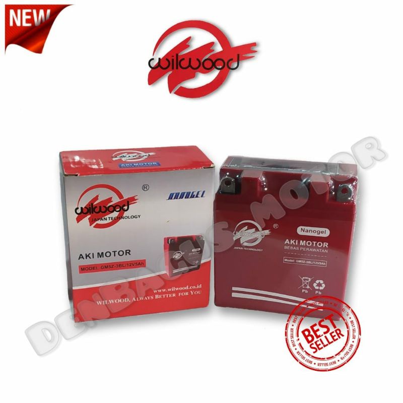 AKI KERING MOTOR HONDA GRAND/ AKI KERING TYPE GM5Z-3BL WILWOOD/AKI BEBAS PERAWATAN HONDA GRAND