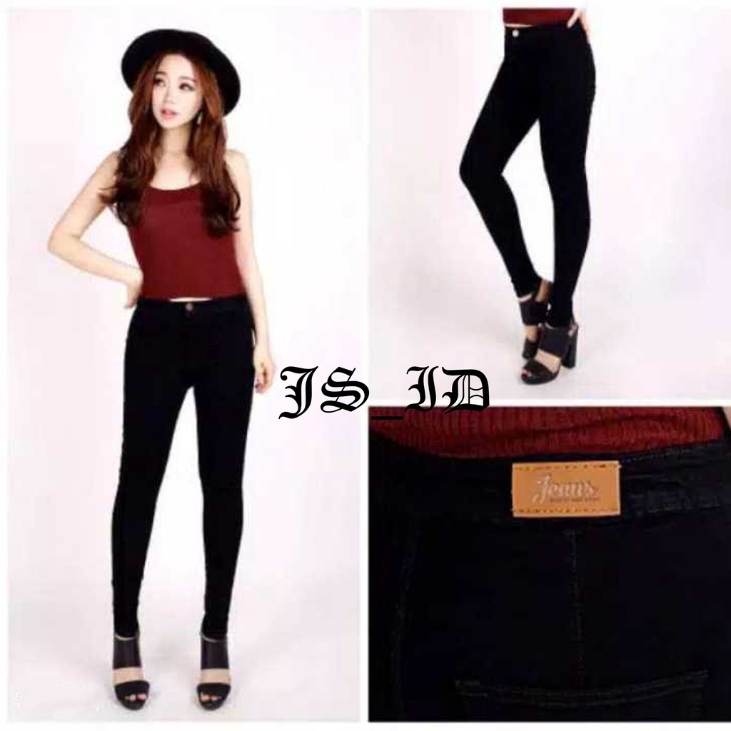 CELANA JEANS HW CELANA PANJANG WANITA ( HW TULANG HW POLOS )// HIGHWAIST JEANS PREMIUM STRECT SNOW