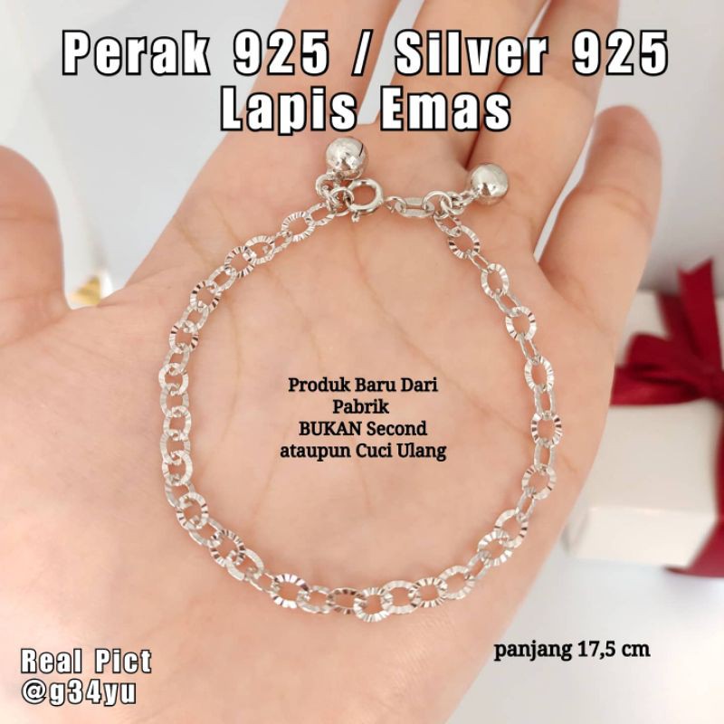 GELANG TANGAN ASLI PERAK 925 LAPIS EMAS GELANG S925 GELANG SILVER925