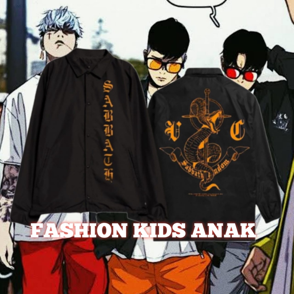 (BISA COD) JAKET COACH DEWASA PRIA SABBATH CREW JOKER VER JACKET WEBTOON WIND BREAKER SEPEDA FOLDING
