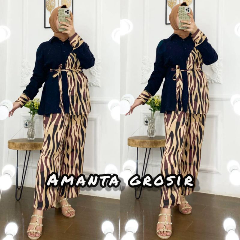 ONE SET PANJAMAS BUSUI || LD 105 -108 || STELAN WANITA || ONE SET RAYON MOTIF KEKINIAN-2