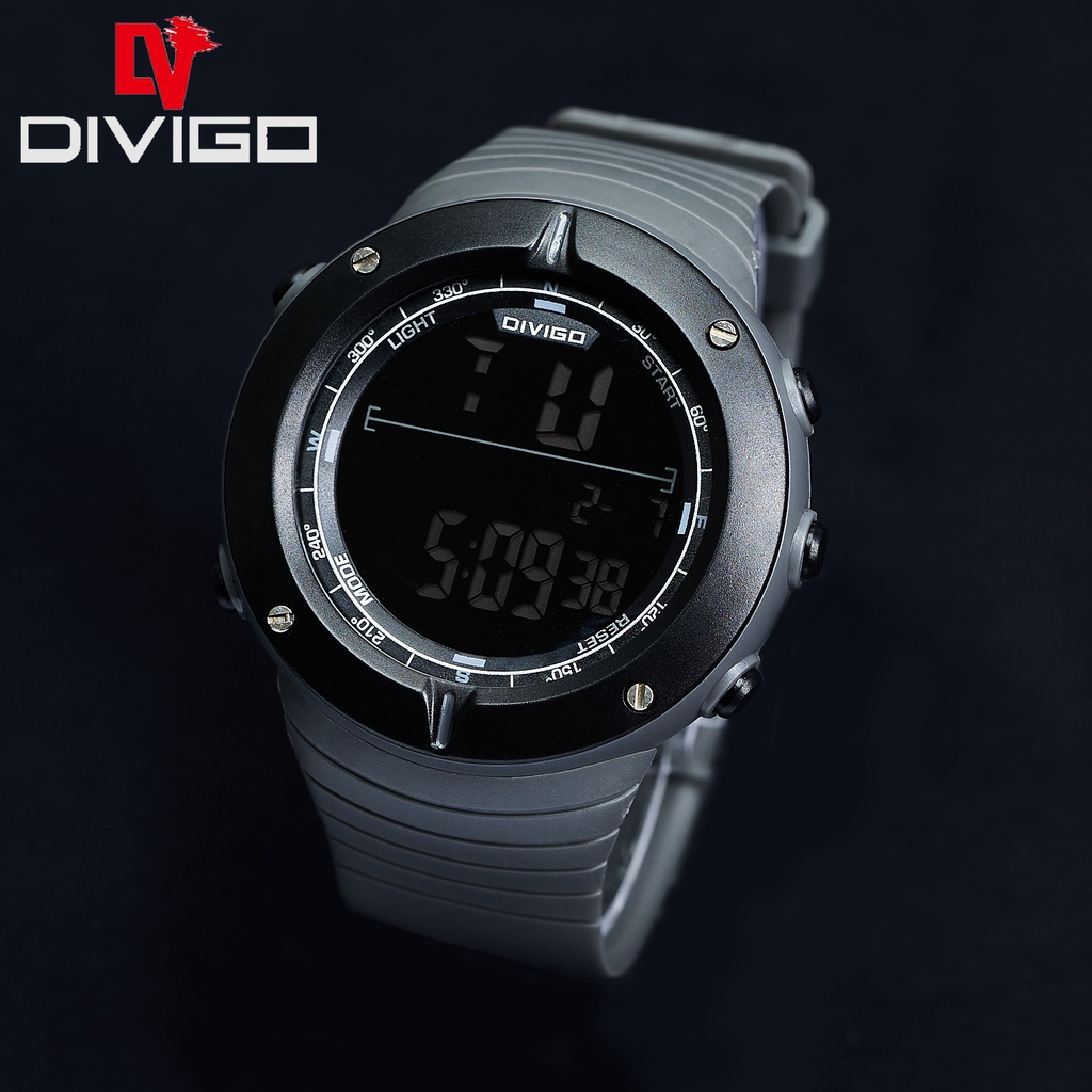 Jam Tangan Pria Digital DIVIGO DV-8361 Tahan Air Stap Rubber Original