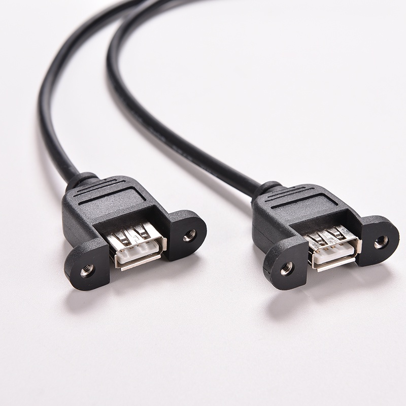 1pc Kabel Adapter Header Hitam 30cm / 1FT 2 Port USB A Female Ke Internal 9