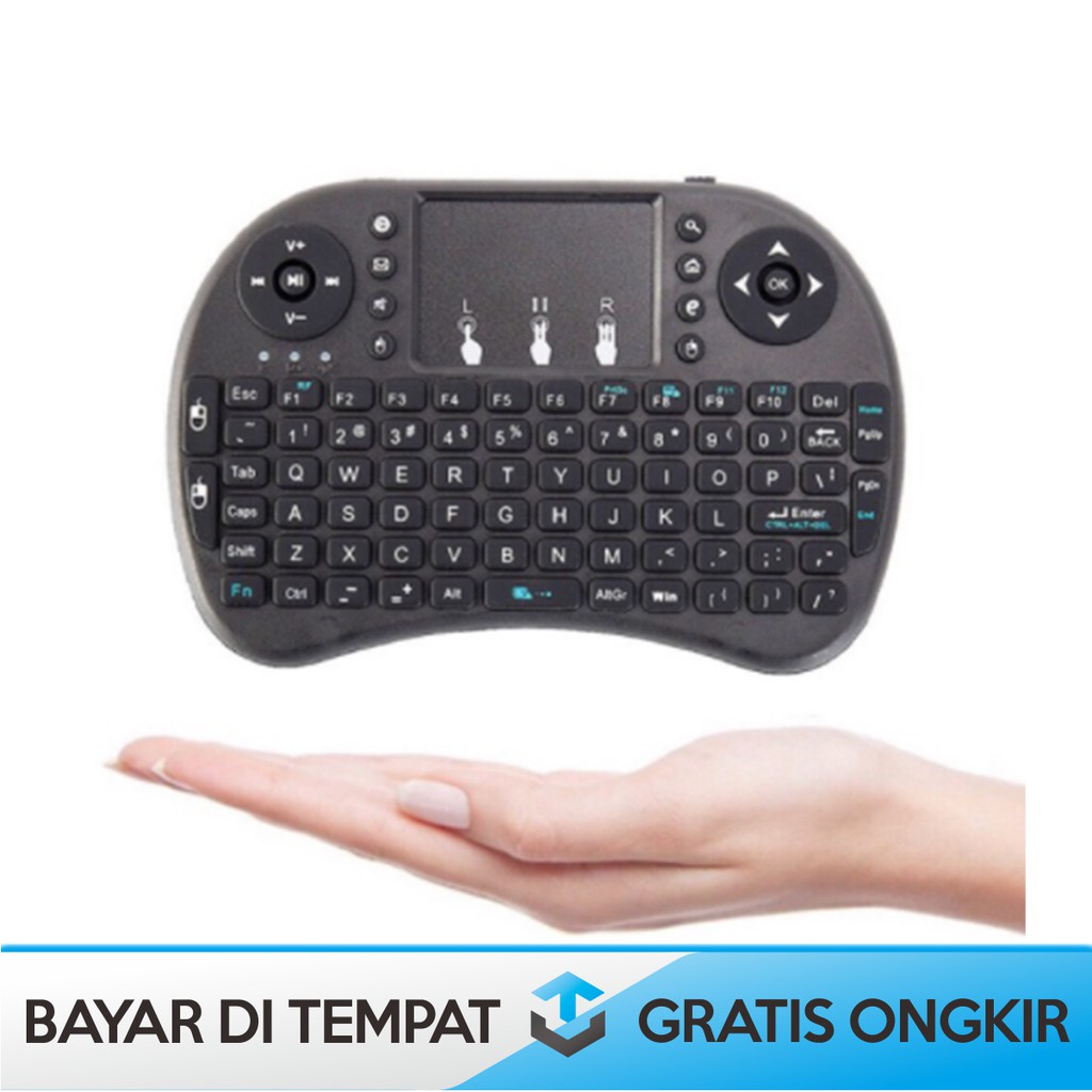 KEYBOARD MINI WIRELESS i8 2.4GHz DENGAN TOUCH PAD DAN FUNGSI MOUSE - TAFFWARE MINI KEYBOARD WIRELESS