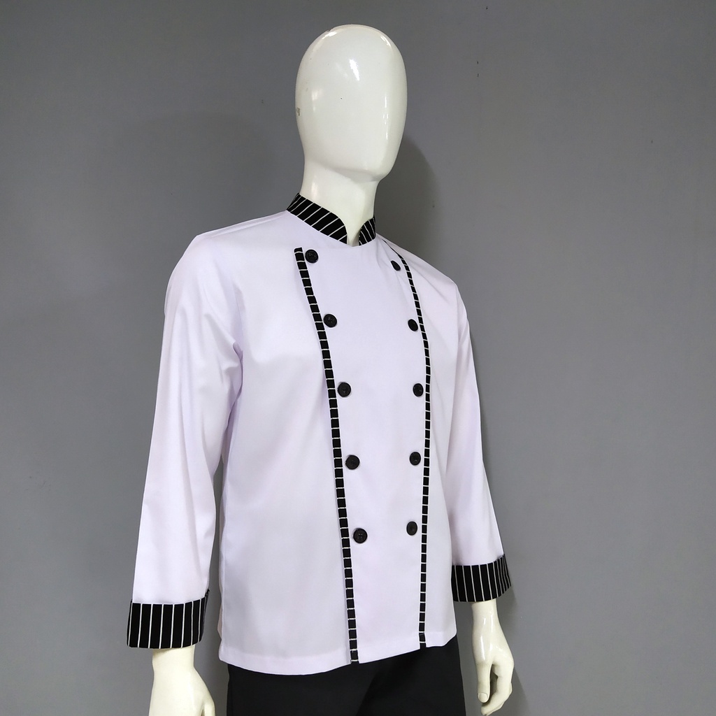 Chef Wear Baju Koki LS Putih STRIPE Ads