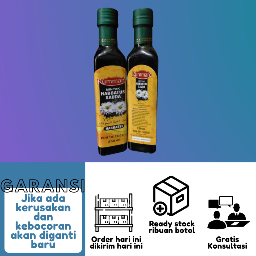 

Minyak Habbatussauda Rumman (Jintan Hitam) 250ml