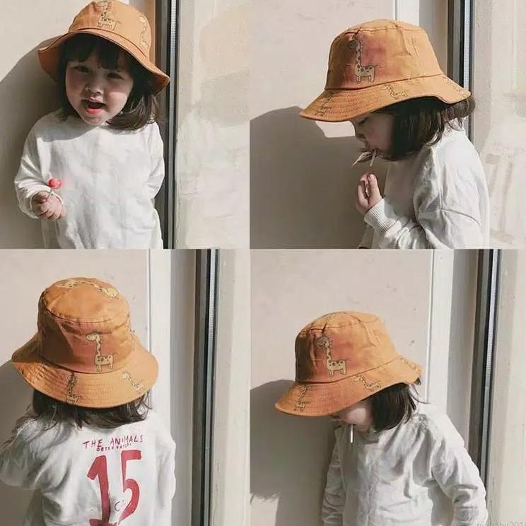 BRANDS FESTIVAL Topi Anak laki-laki perempuan Bucket Nelayan Gambar Kartun Jerapah Import HT12-3