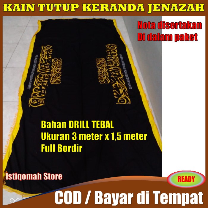 PROMO TERLARIS Kain Tutup Penutup Keranda Jenazah Bahan Tebal American Drill Warna Hitam Full Bordir