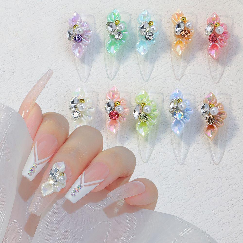 Mxbeauty 3D Nail Art Dekorasi Mutiara Vintage Kelopak Bunga Hiasan Kuku Membuat Perhiasan Berlian Imitasi Manikur Aksesoris