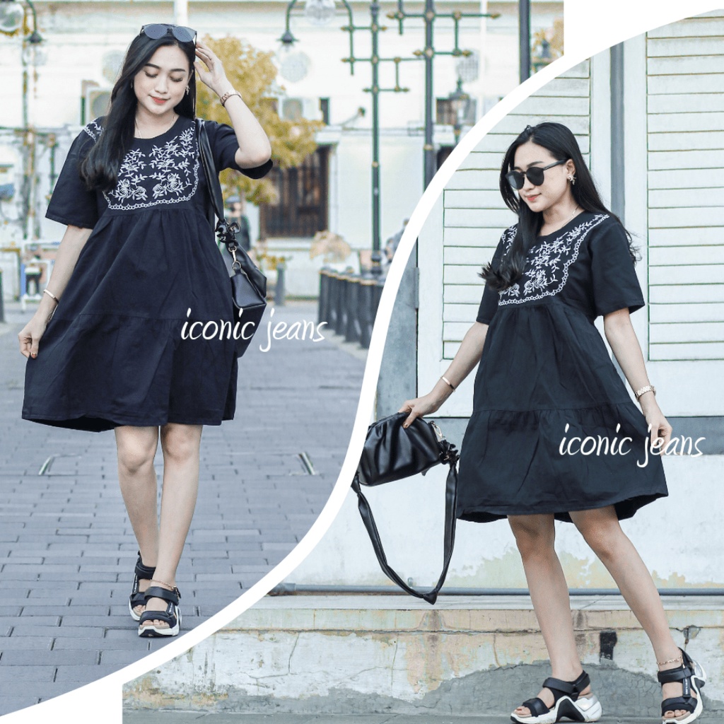 FLORY dan FLORA B&amp;W DENIM DRESS