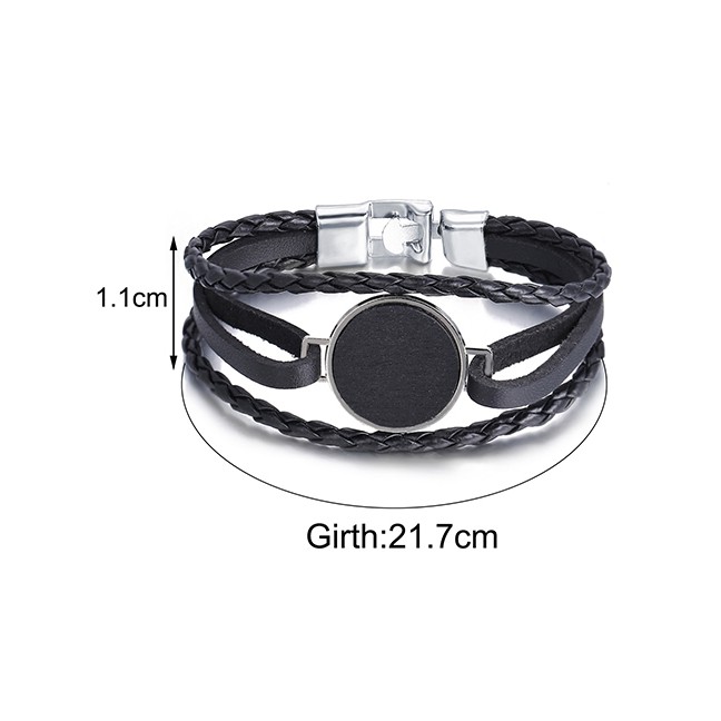 LRC Grelang Tangan Fashion Silver Buckle Round Faux Leather Bracelet D98796