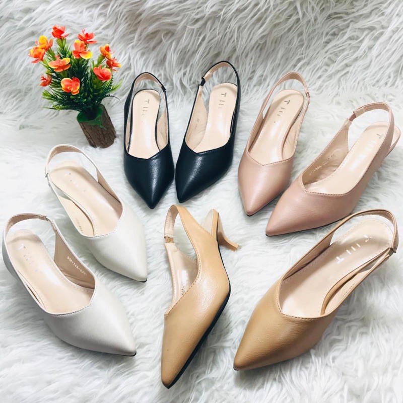 High heels TMT backstripe import high quality fashion shoes sepatu wanita hak rendah tali belakang