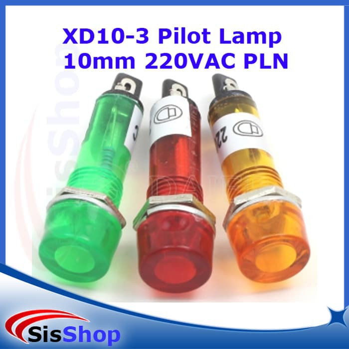 PILOT LAMP LAMPU PILOT FLAT 10 MM 220 V AC VAC PLN INDIKATOR XD10-3