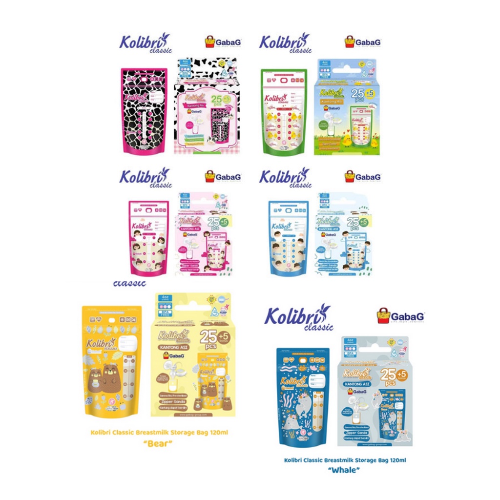 Kantong Asi Gabag Plastik ASI Kolibri Smart Classic 100ml 120ml 150ml 180ml Kantong Asi / Kantong Asi Gabag /  Breastmilk Storage Bag BPA FREE / Plastik ASI / Kantong Asip / Air Susu Ibu / Kantong Asi Motif Gabag 120ML