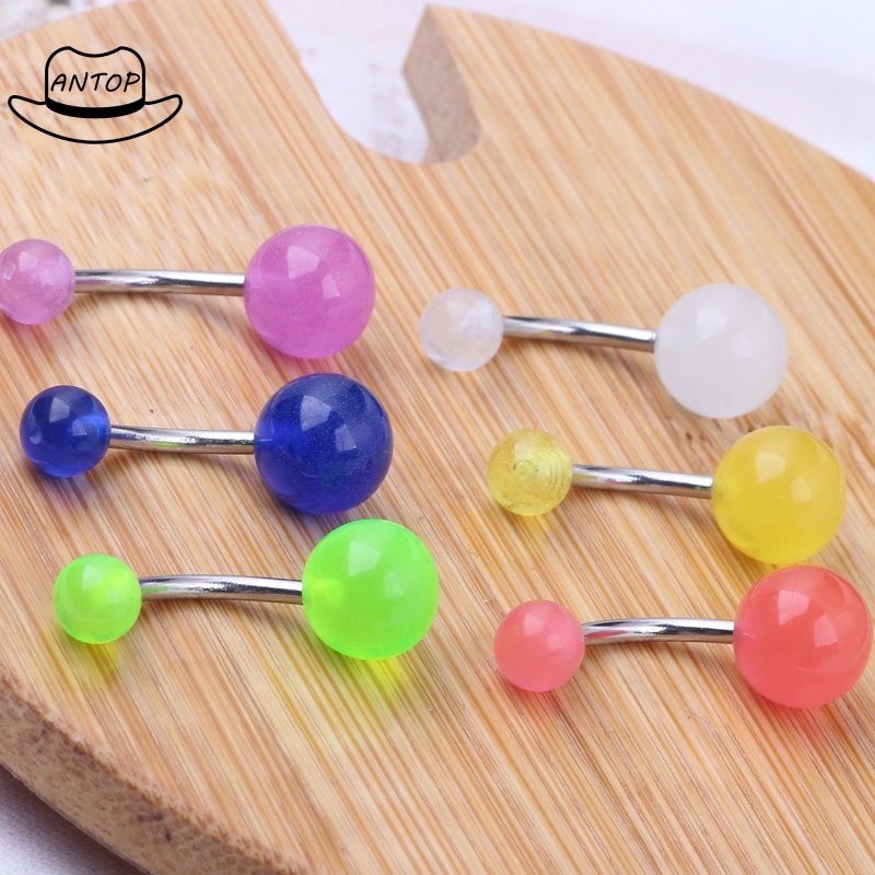 1pc Anting Tindik Perut/Pusar Bahan Stainless Steel Akrilik Luminous Dengan Untuk Wanita ANTOP