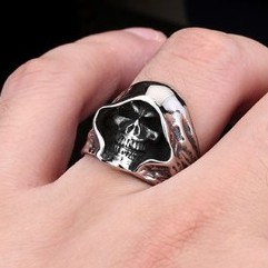 SEUSUK  Vintage Biker Gothic Casted Death Grim Reaper Skull Fashion Punk Ring