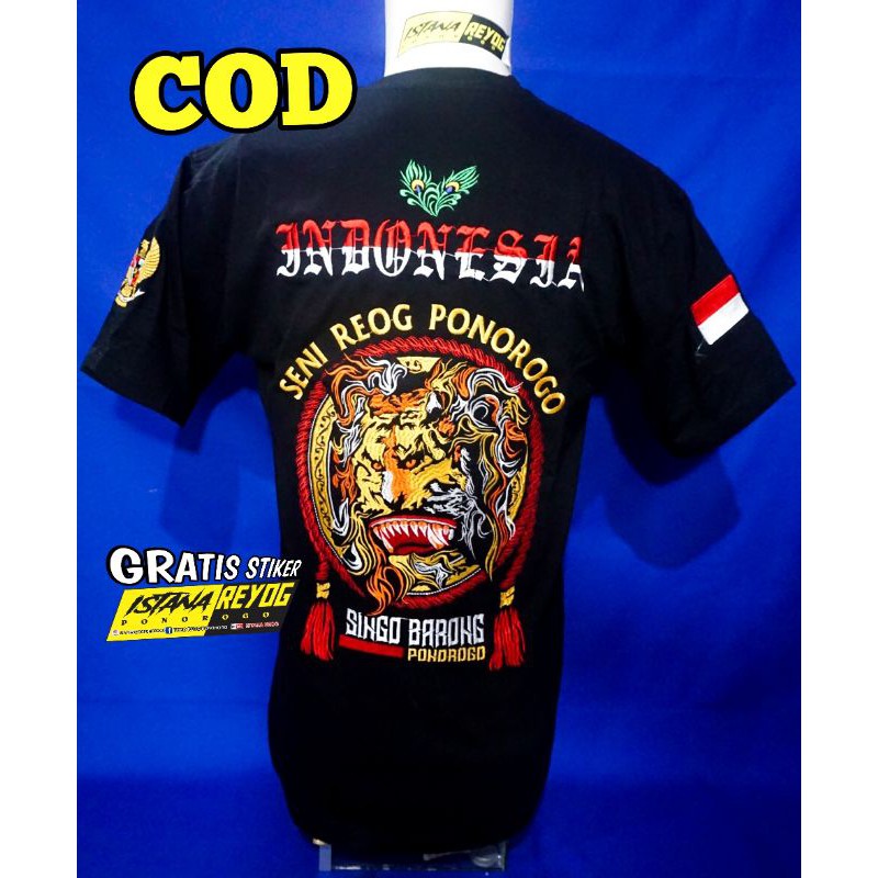 KAOS BORDIR BUDAYA  REOG PONOROGO / KAOS BARONG  / KAOS BORDIR REOG / BAJU REOG / KAOS SINGO BARONG