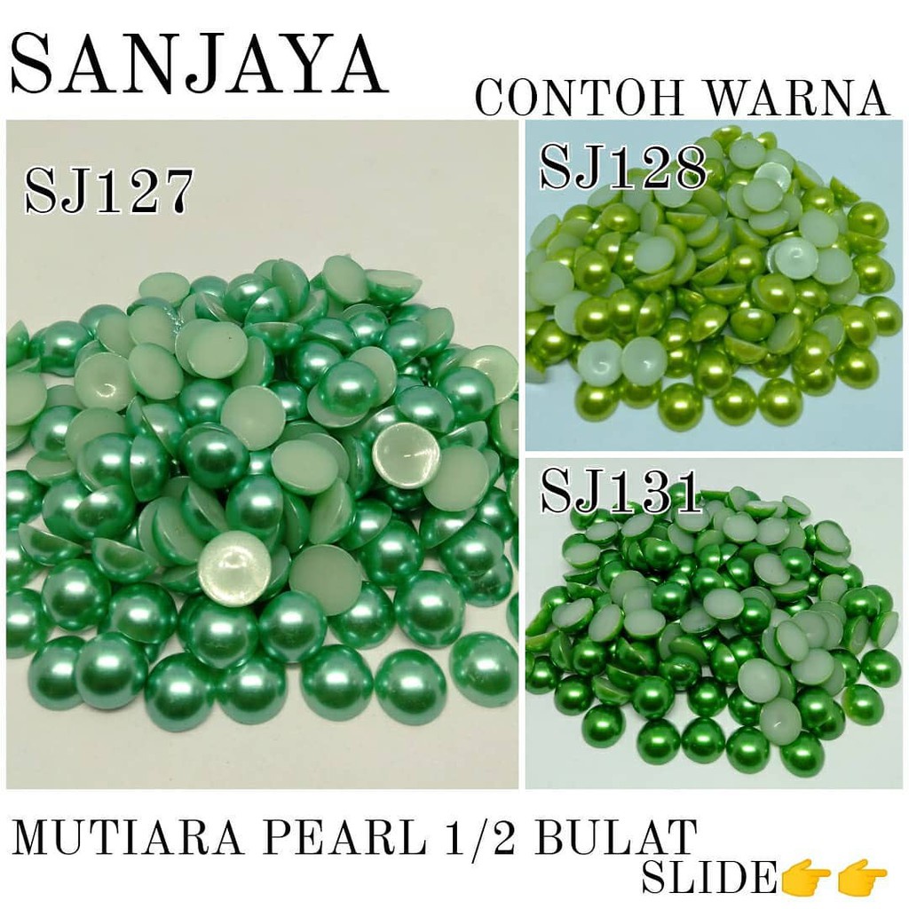 MOTE PEARL / MANIK AKRILIK BENTUK SETENGAH LINGKARAN TANPA LUBANG WARNA WARNI / MANIK TANPA LUBANG SETENGAH BULAT / MOTE PEARL (1/2 BULAT TL) (TANPA LUBANG) 12MM