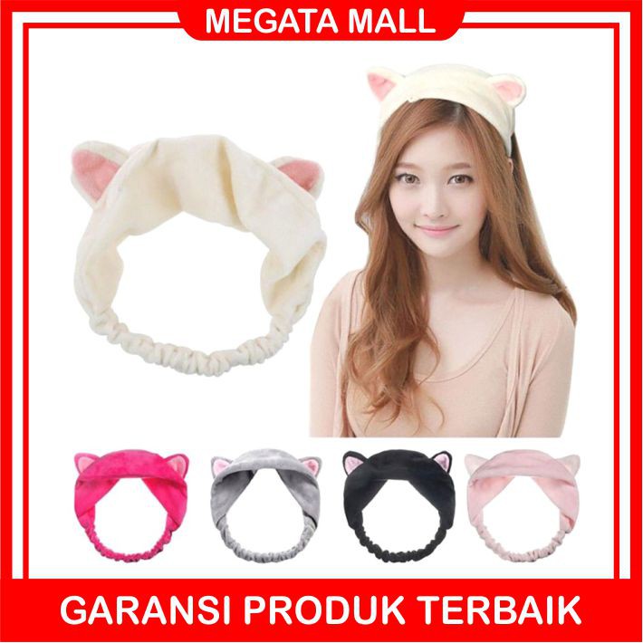 ♫ Megata ♫ A085 Bando Pita Motif Kuping Kucing Ikat Rambut Mandi Fashion Korea Import