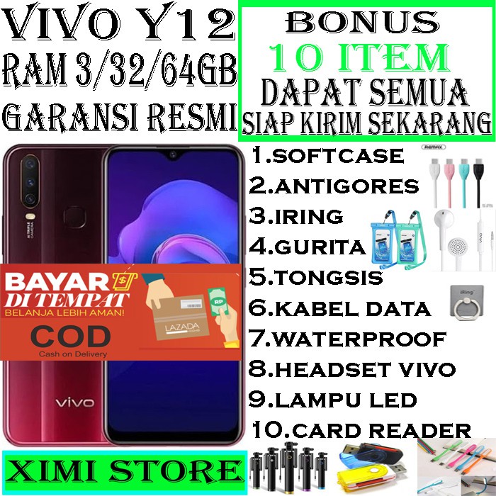 VIVO Y12 RAM 3GB ROM 64GB GARANSI RESMI | Shopee Indonesia