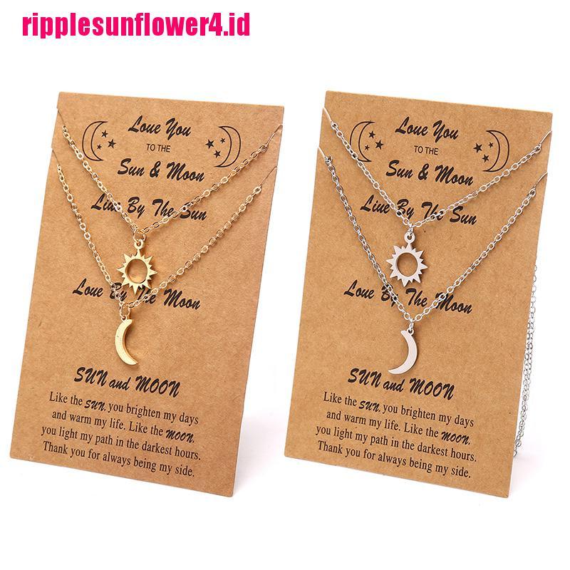 2pcs Kalung Liontin Matahari Bulan Bahan Stainless Steel Untuk Pasangan