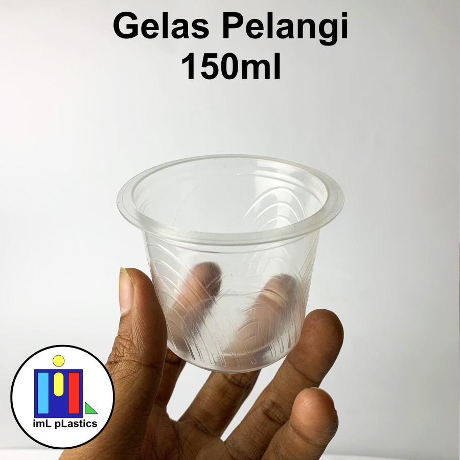Gelas Cup JELLY AGAR PUDING Pelangi Bening 150 ml Isi 50 pcs