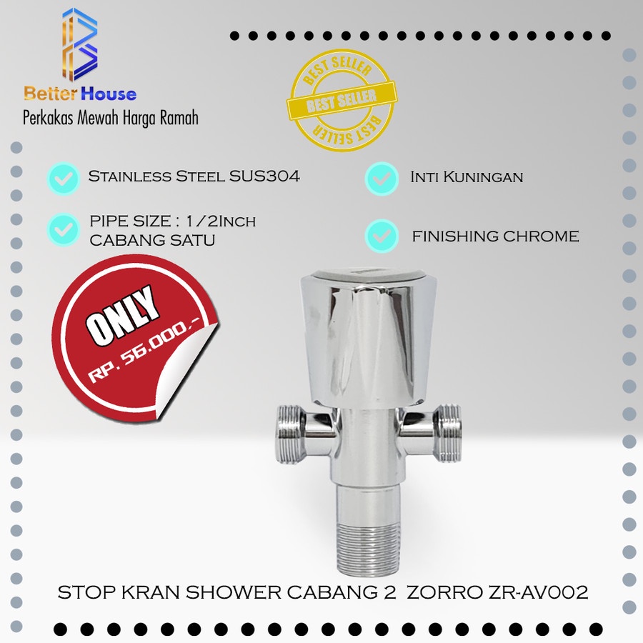 Stop Kran Air Shower Kloset Kran Cabang Stainles SUS304 ZORRO ZR-AV002 YOG