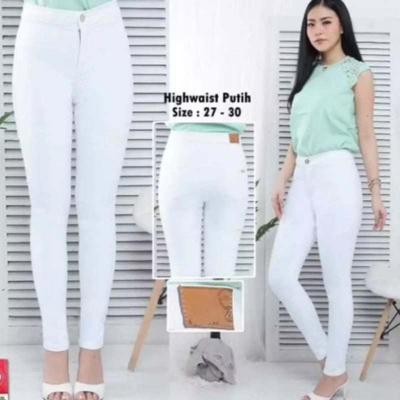 High Waist Jeans Wanita | Jeans High Waist Wanita | High Waist Putih Polos